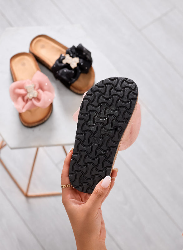 CAIRO - Sandali rosa Ciabatte bambina con fiocco maxi e orsetto gioiello