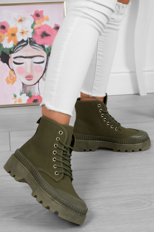 SPANCER - Green fabric ankle boots