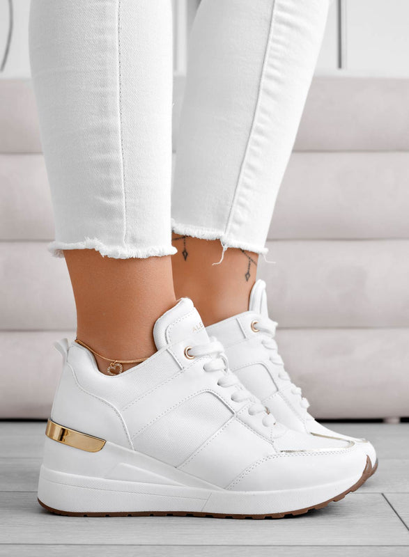 ILIZIA - Alexoo white sneakers with wedge and gold inserts