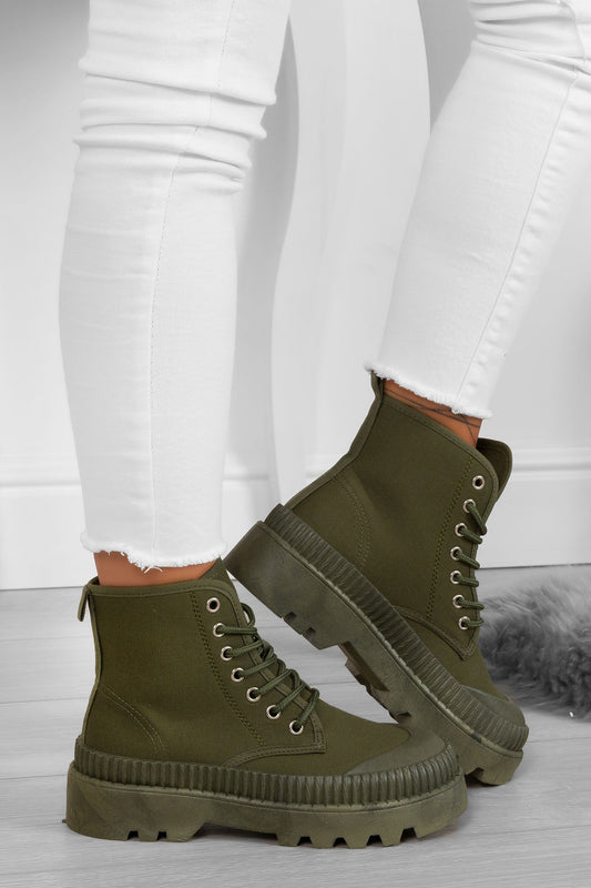 SPANCER - Green fabric ankle boots