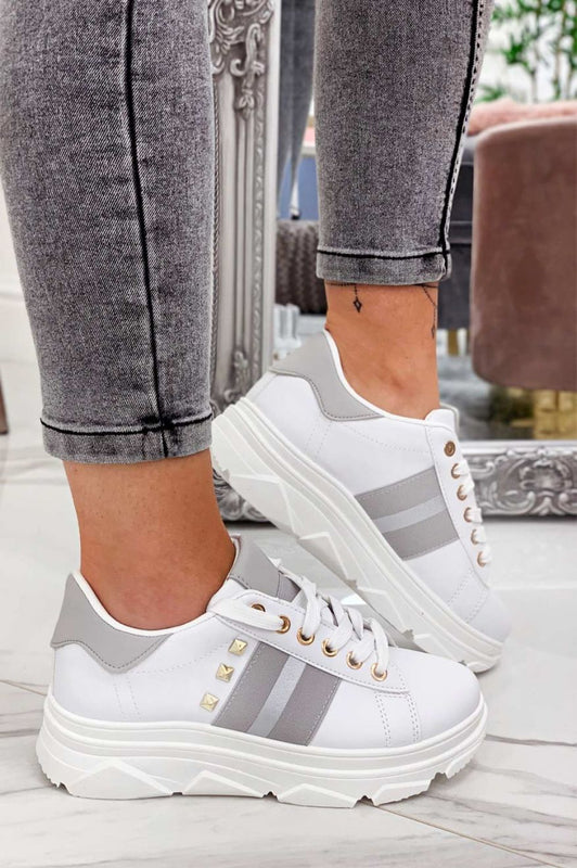 TAYLOR - White sneakers with studs and silver details