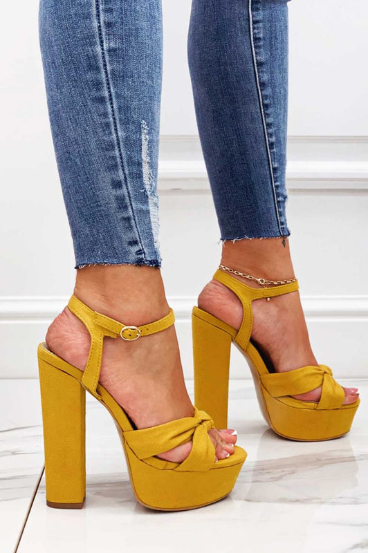 IRENE Yellow sandals with knot and high heels