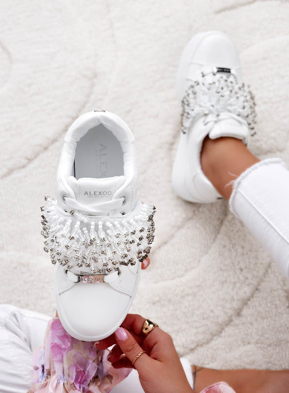 CARRY - White Alexoo sneakers with rhinestone band