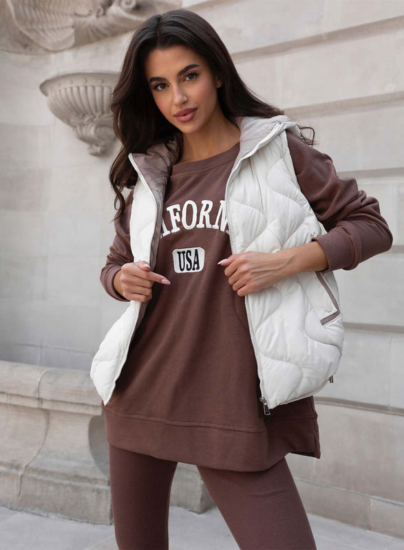 Ensemble deux pièces couleur boue avec leggings et maxi pull California