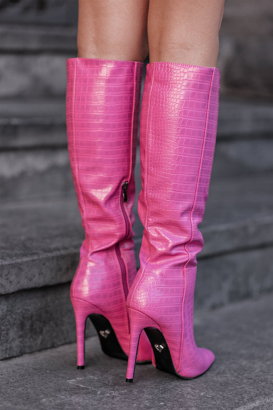 BRENDA - Alexoo fuchsia boots with high heel