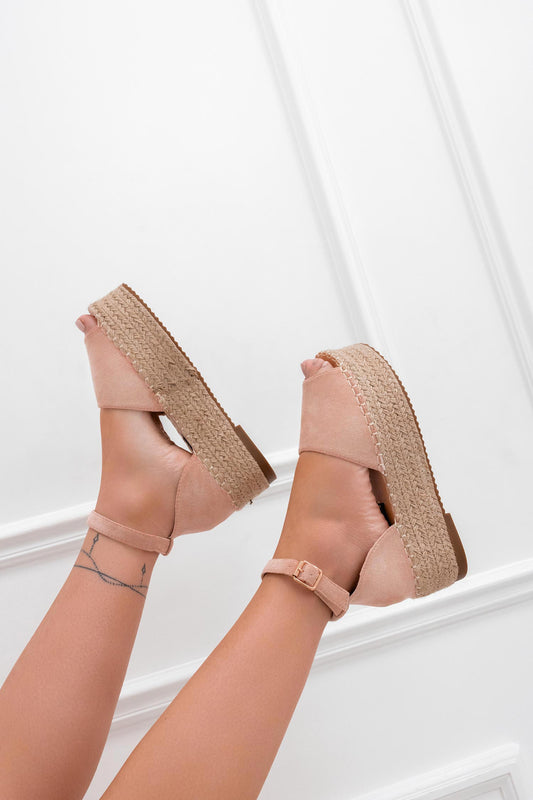 LICIA - Alexoo pink suede espadrilles with wedge and strap