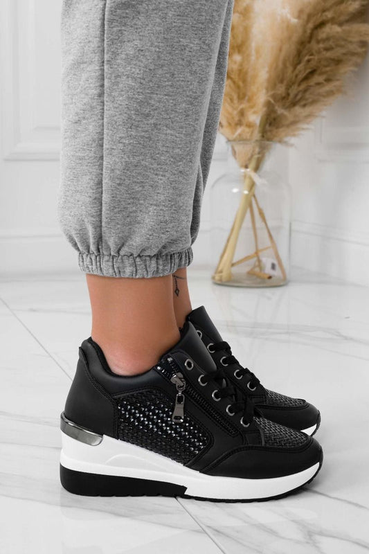 VIXIE - Black sneakers with side zip