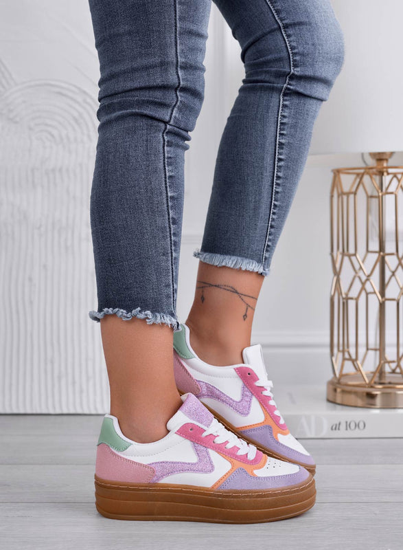 Sneakers viola multicolor con suola in gomma