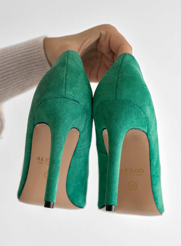 BERTA - Alexoo green suede pumps with high heel