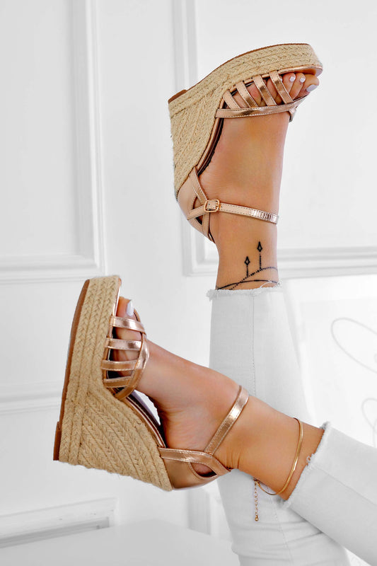 ELIANA - Metallic rose gold espadrille sandals