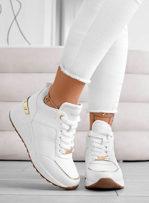 ILIZIA - Alexoo white sneakers with wedge and gold inserts