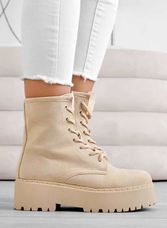 YARA - Alexoo beige suede ankle boots