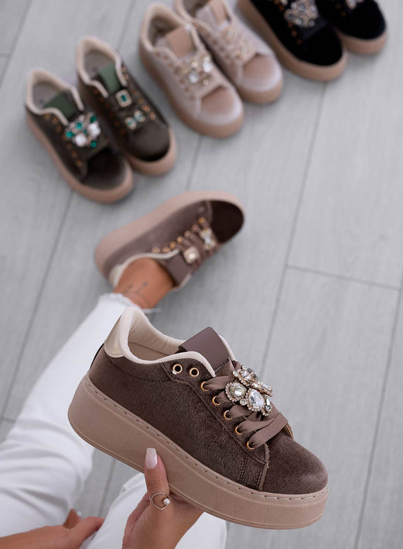 MILA - Mud velvet sneakers with jewel application