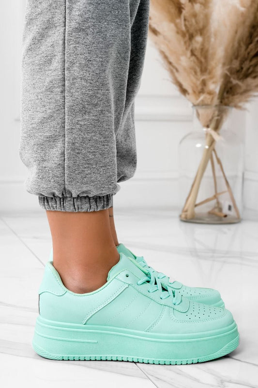 AMANDA - Water green sneakers with chunky sole