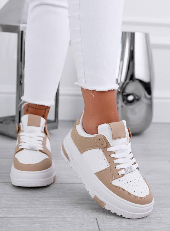 NYLA - White sneakers with mud contrast panels