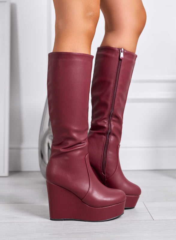 REGINA - Bordeaux wedge boots
