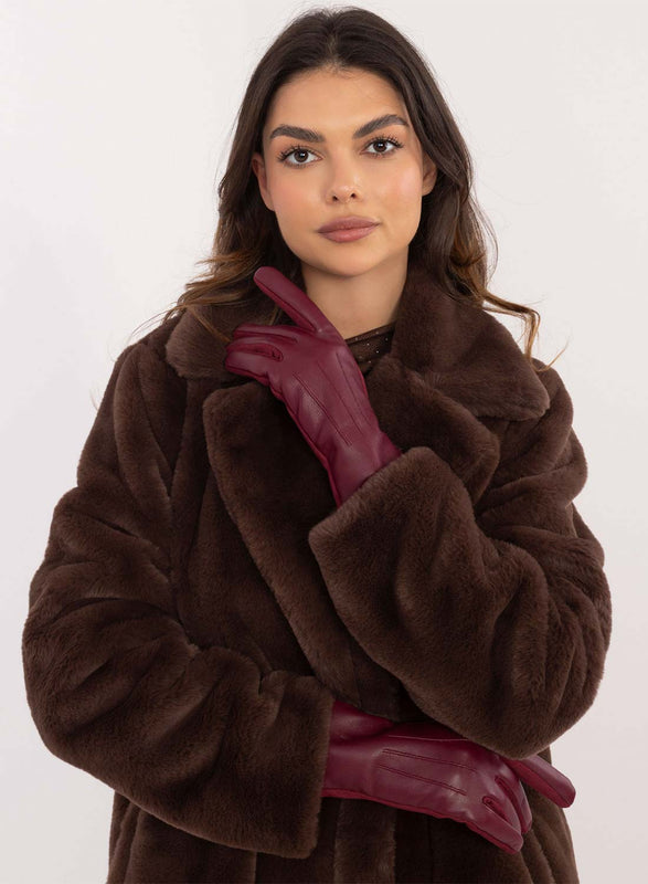 Gants bordeaux avec intérieur en velours chaud
