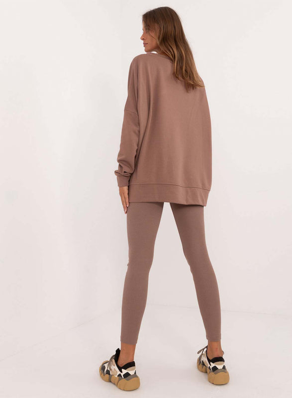 Ensemble deux pièces couleur boue avec leggings et maxi pull California