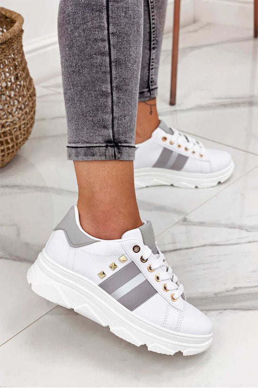 TAYLOR - White sneakers with studs and silver details