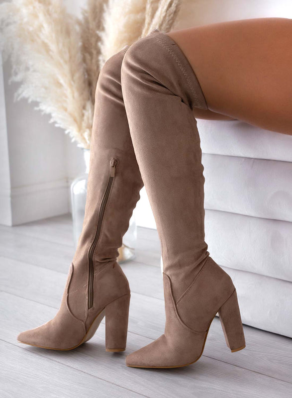 VOSS - Alexoo mud thigh high boots with high heel