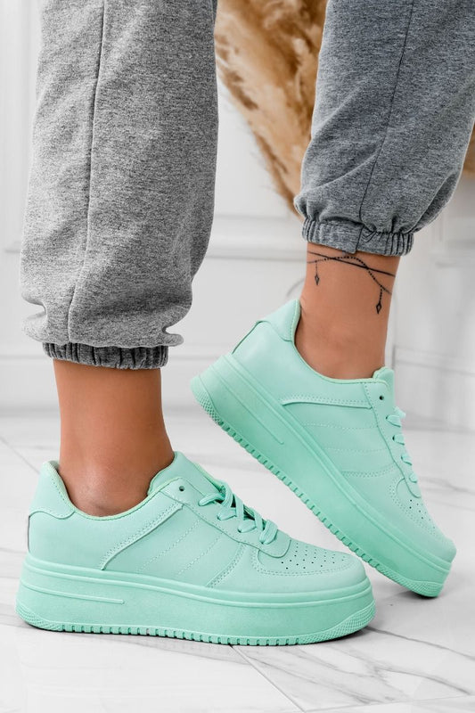 AMANDA - Water green sneakers with chunky sole