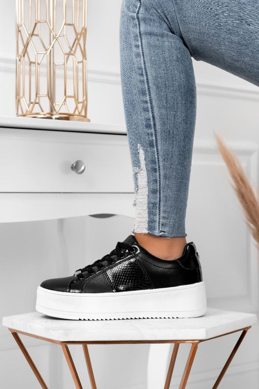 MORENA - Black sneakers with python print details