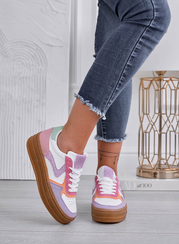 Sneakers viola multicolor con suola in gomma