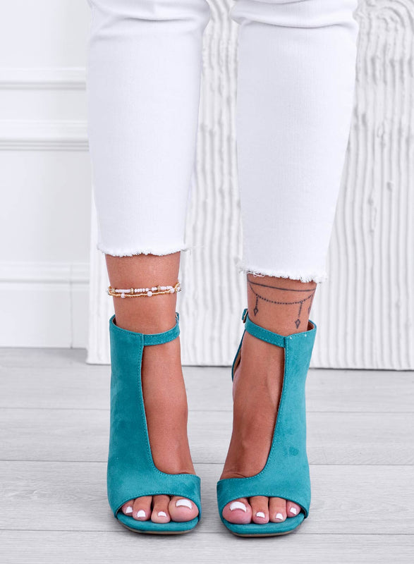 MICHELLE - Green Peep Toe High Heel Ankle Boots