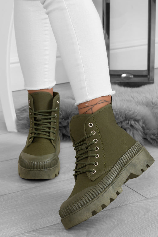 SPANCER - Green fabric ankle boots