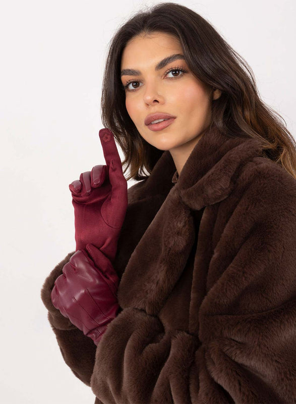Gants bordeaux avec intérieur en velours chaud