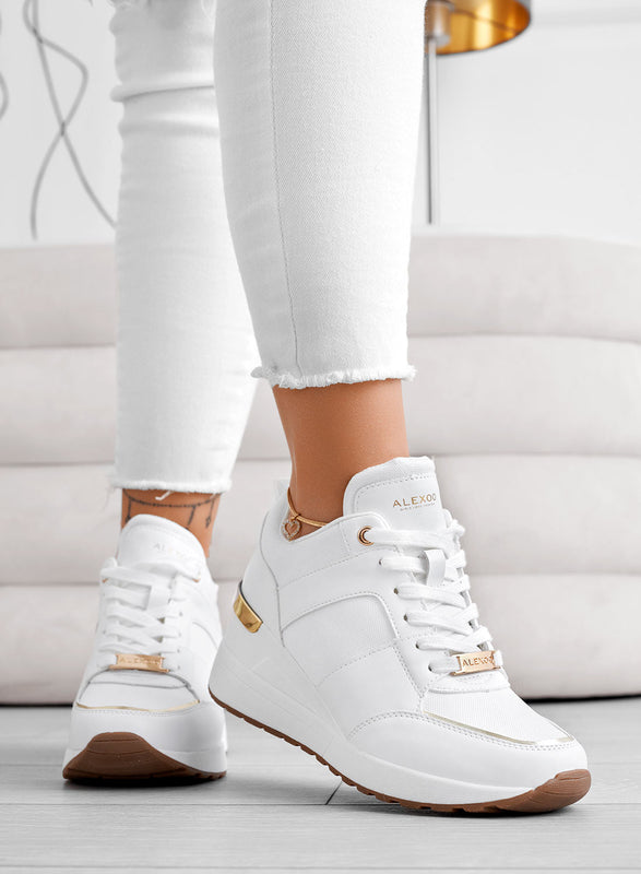 ILIZIA - Alexoo white sneakers with wedge and gold inserts