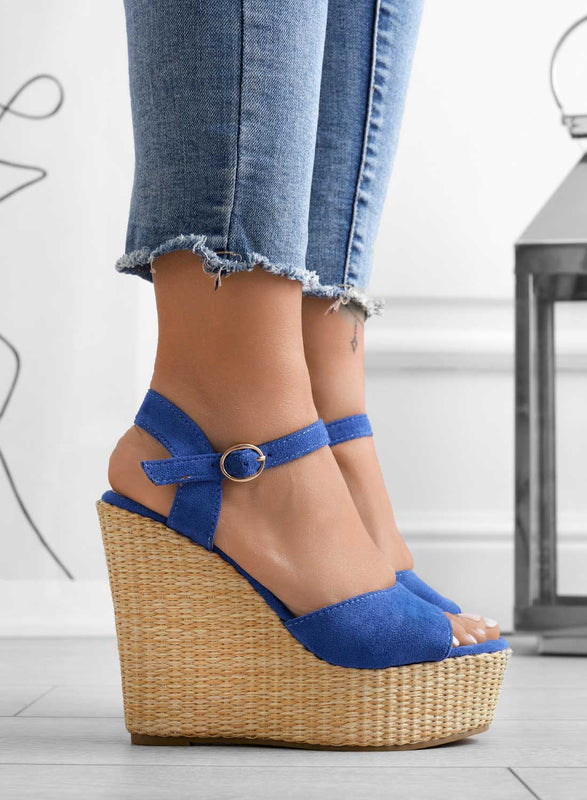 DAKOTA - Sandalias Alexoo azules con cuña