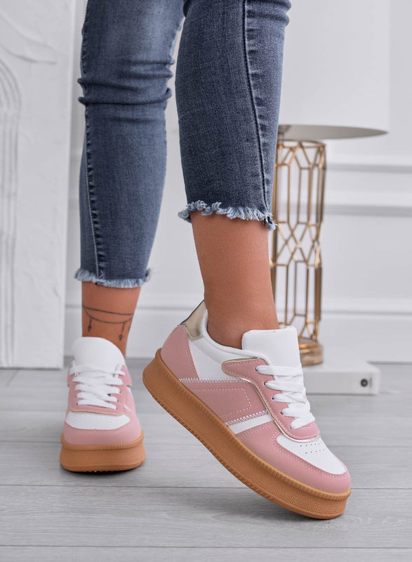 DAMIANA - Zapatillas rosas con detalles dorados y suela de goma