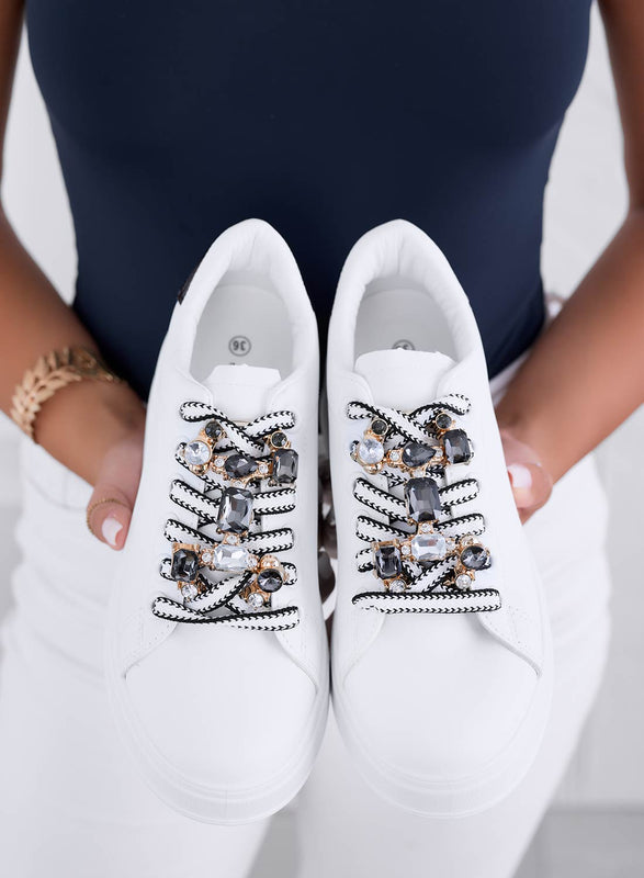 SORAYA - White sneakers with jewel application and black back