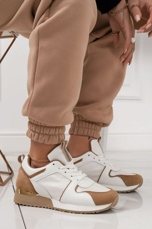 White sneakers with camel details