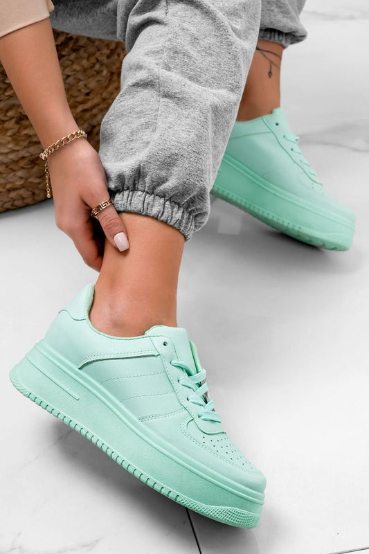 AMANDA - Water green sneakers with chunky sole