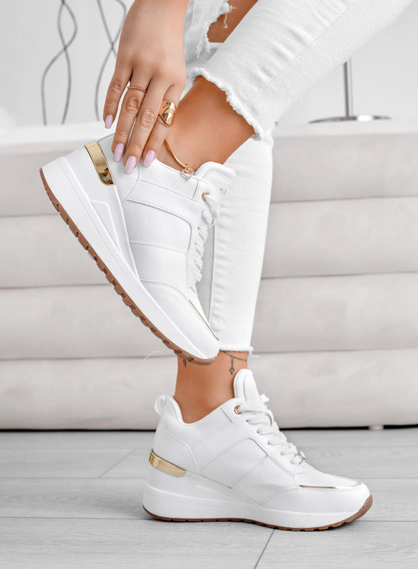 ILIZIA - Alexoo white sneakers with wedge and gold inserts