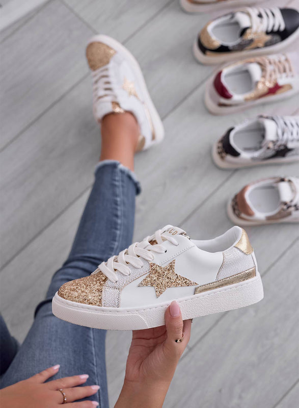 WAYS - Low-top sneakers with gold glitter and star