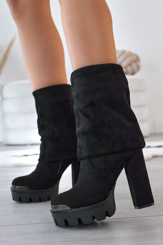 JOSEPH - Black suede boots with cuff