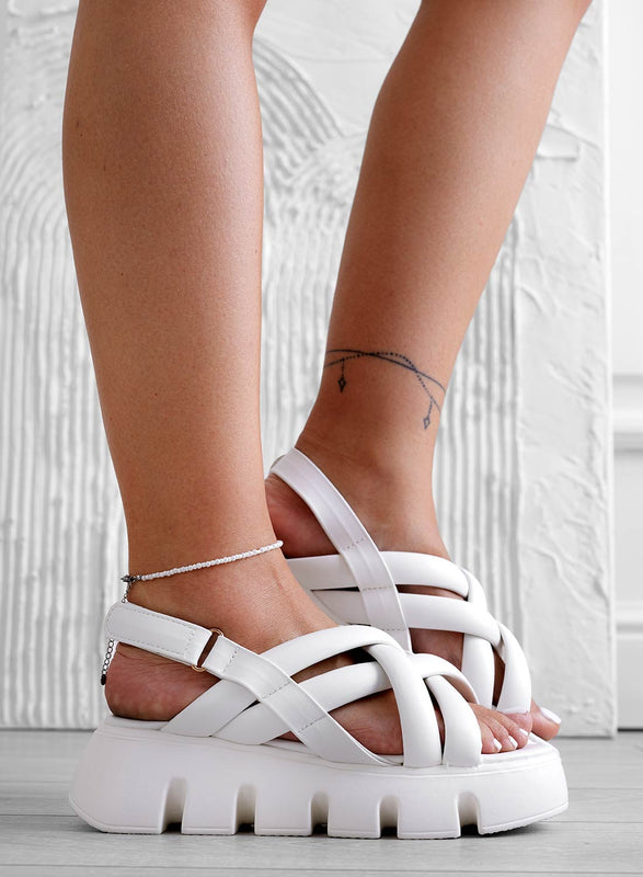 KERRY - Alexoo white sandals with lug sole