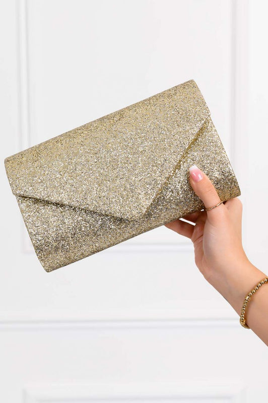 Golden clutch bag with glitter B203