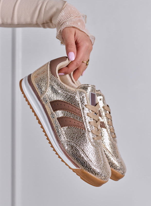 PIERA - Brown animal print sneakers with rubber sole