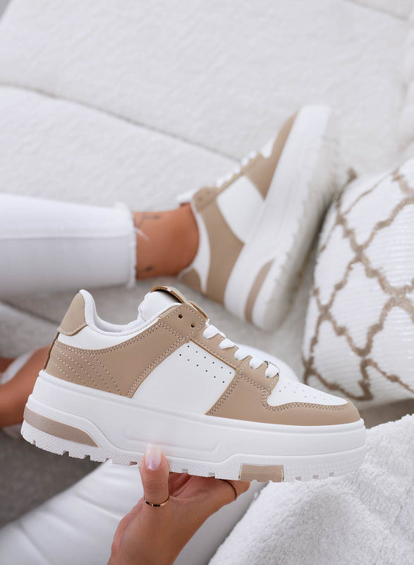 NYLA - White sneakers with mud contrast panels