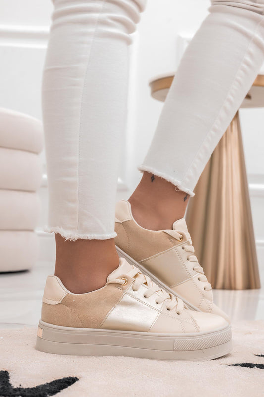 ALIBY - Beige sneakers with contrasting panels