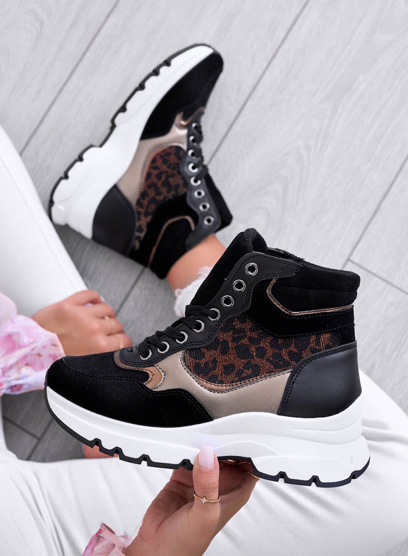 ARES - Black sneakers with spotted inserts