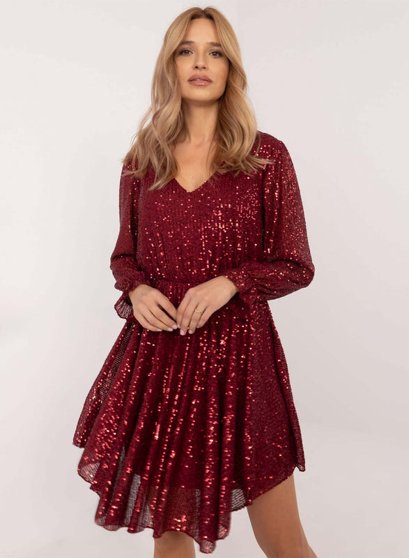 Burgundy sequin dress