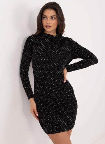 Robe courte noire moulante avec paillettes