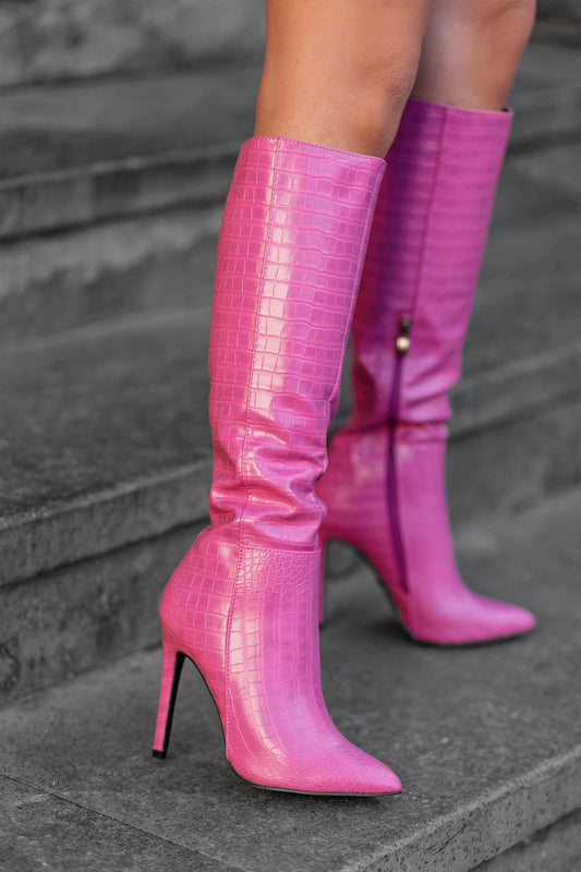 BRENDA - Alexoo fuchsia boots with high heel