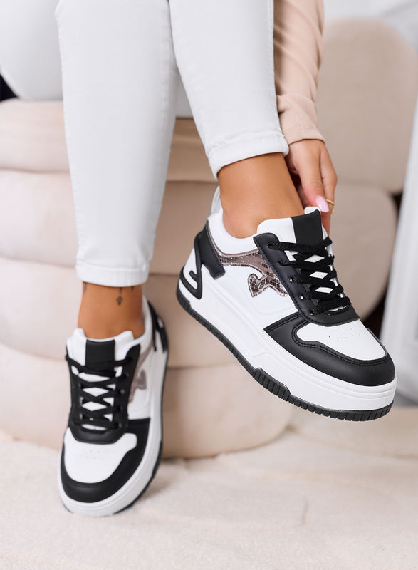 BRIGIDA - White sneakers with wedge and black details