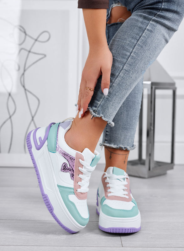 BRIGIDA - Multicolor sneakers with wedge and metallic details